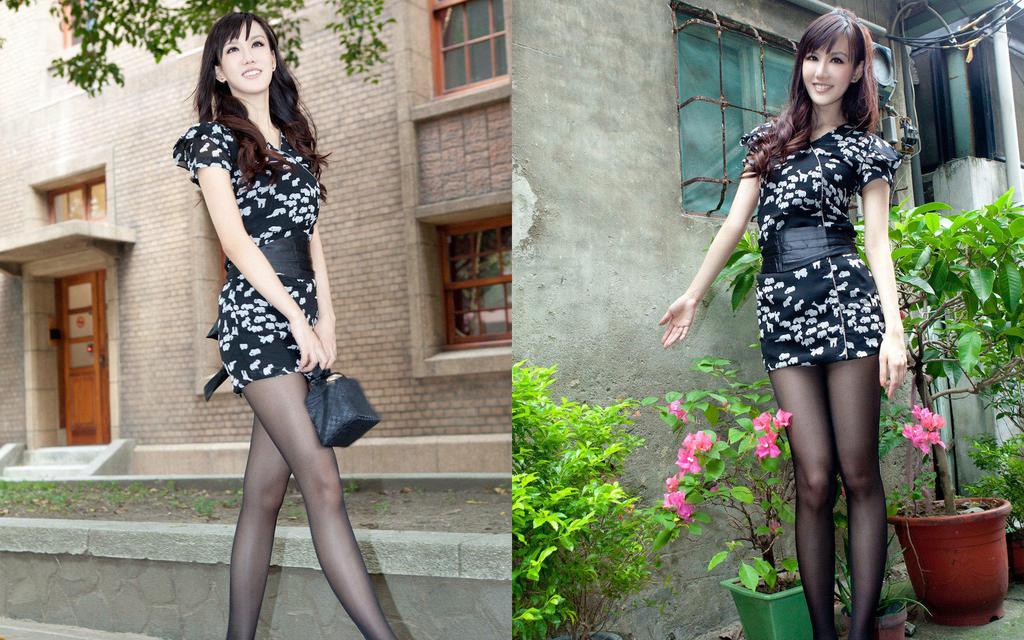 长腿丝袜美女街拍写真