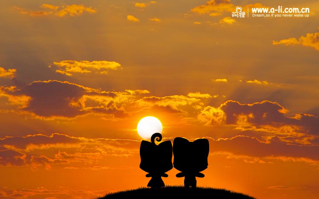 甜蜜情侣阿狸桃子桌面壁纸.