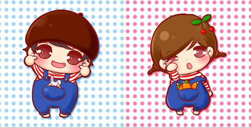 卡通对称情侣头像