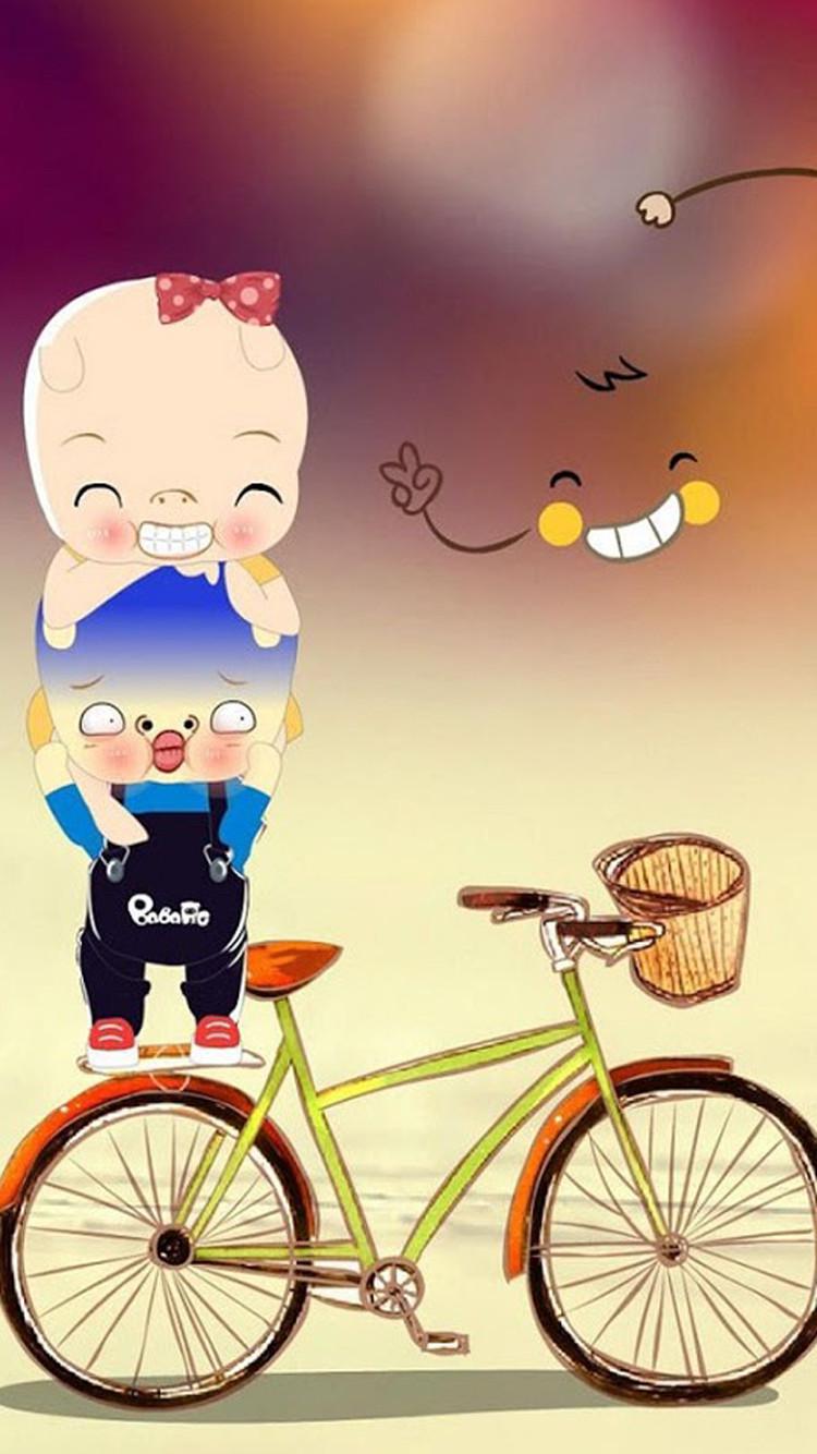 可爱卡通毕加猪爱情