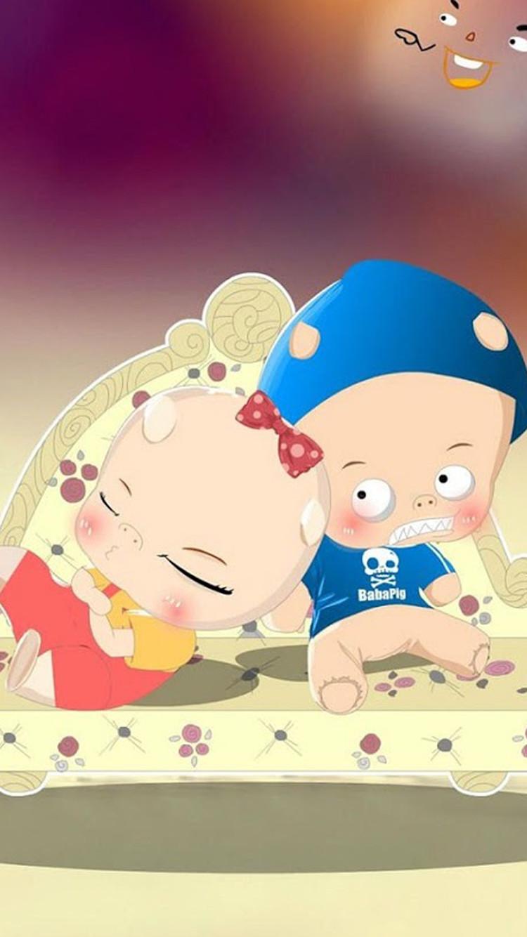 可爱卡通毕加猪爱情