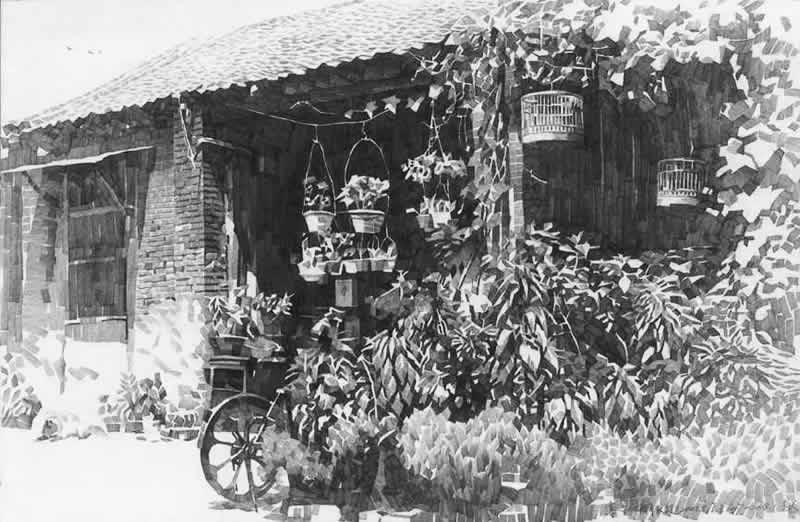 老北京胡同春夏秋冬素描风景(二)