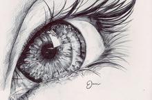 美丽眼睛摄影与插画