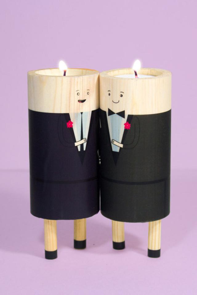 可爱的情侣小蜡烛