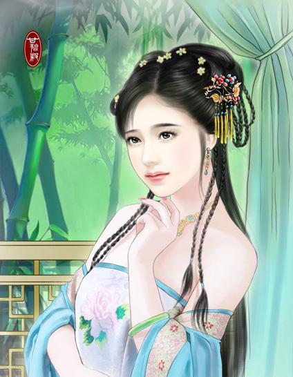 妩媚美女古装手绘