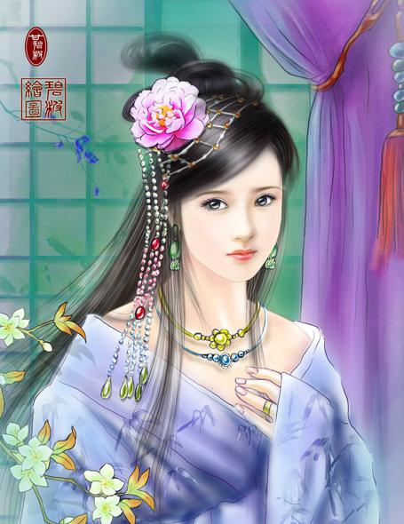 妩媚美女古装手绘