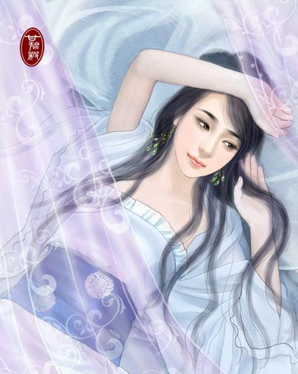 妩媚美女古装手绘