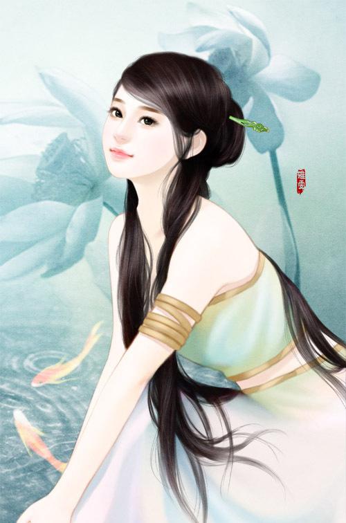 手绘清纯古装美女