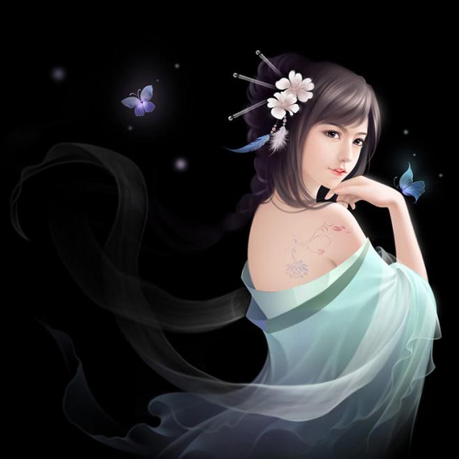 妩媚美女古装手绘