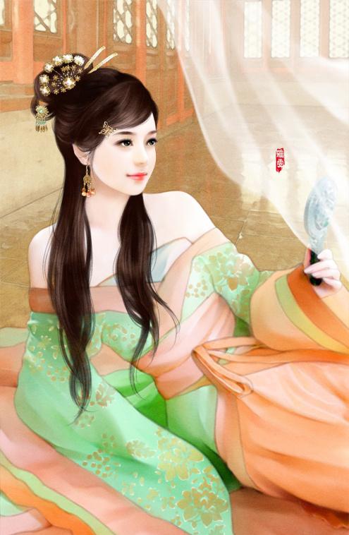 妩媚美女古装手绘