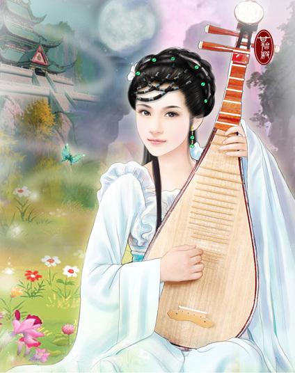 手绘多才多艺古装美女