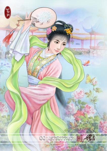 轻罗小扇手绘古装美女