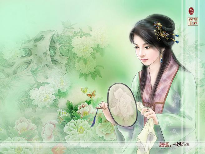 轻罗小扇手绘古装美女