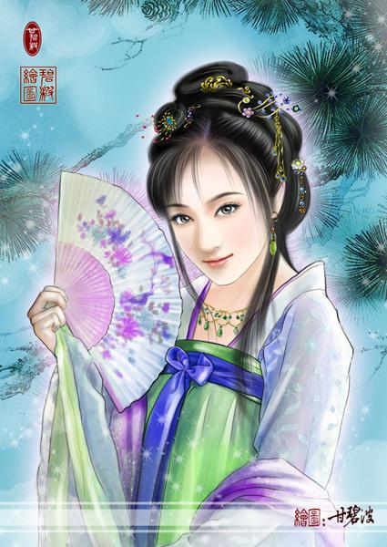 轻罗小扇手绘古装美女