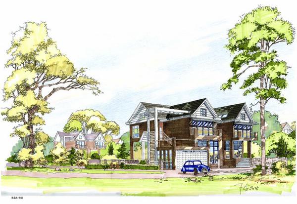 手绘别墅效果图