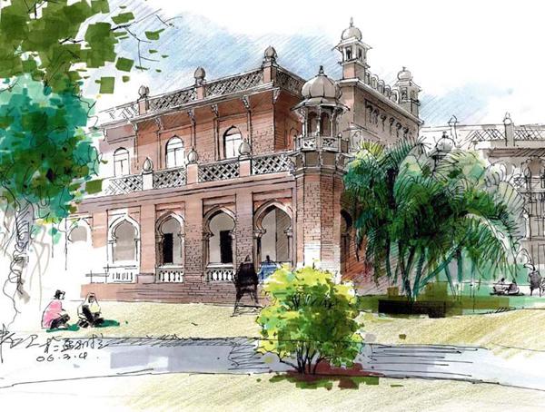 手绘别墅效果图