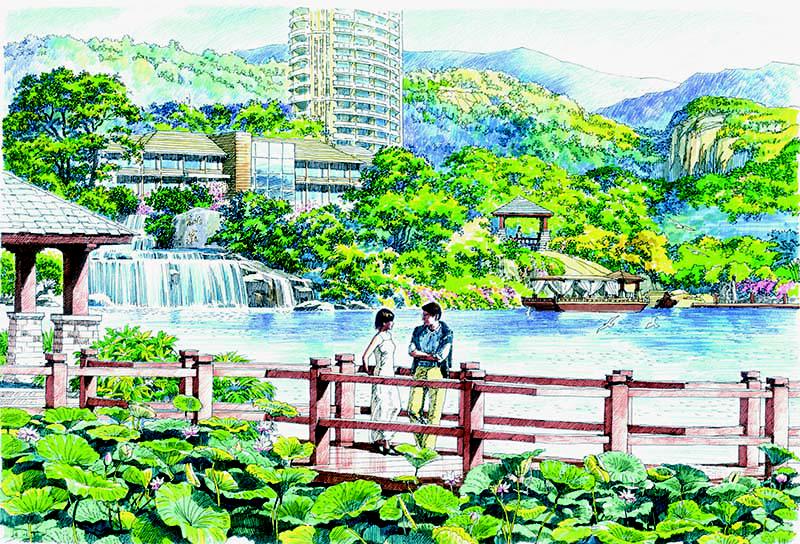 某花园手绘效果图