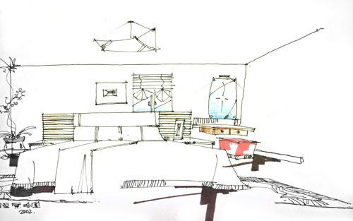 手绘卧室设计效果图