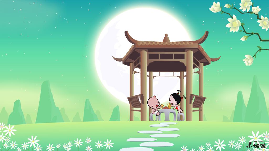 中秋节卡通送祝福