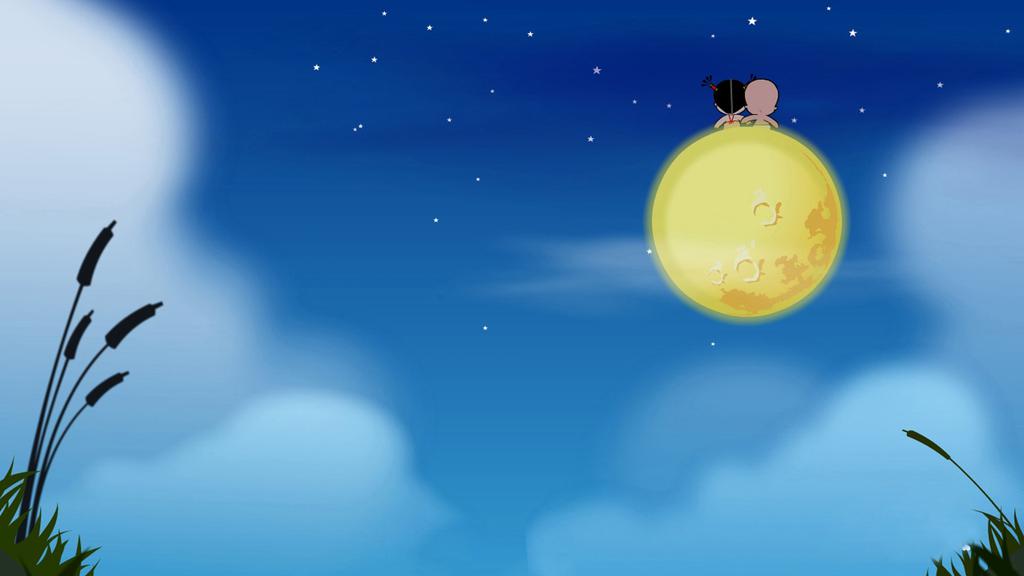 中秋节卡通送祝福