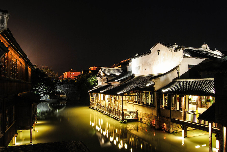 唯美之夜江南水乡乌镇