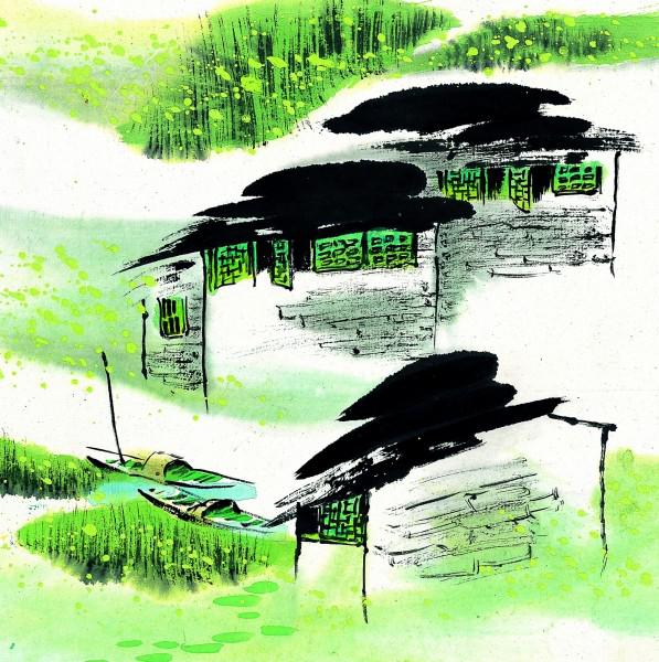 彩墨江南水乡的春天