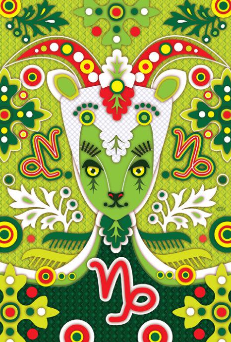 好看的摩羯座插画