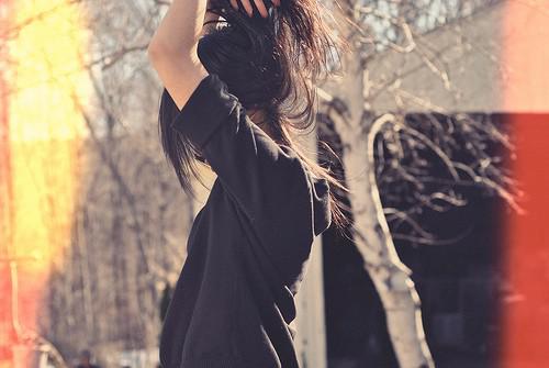 非主流夕阳女生背影