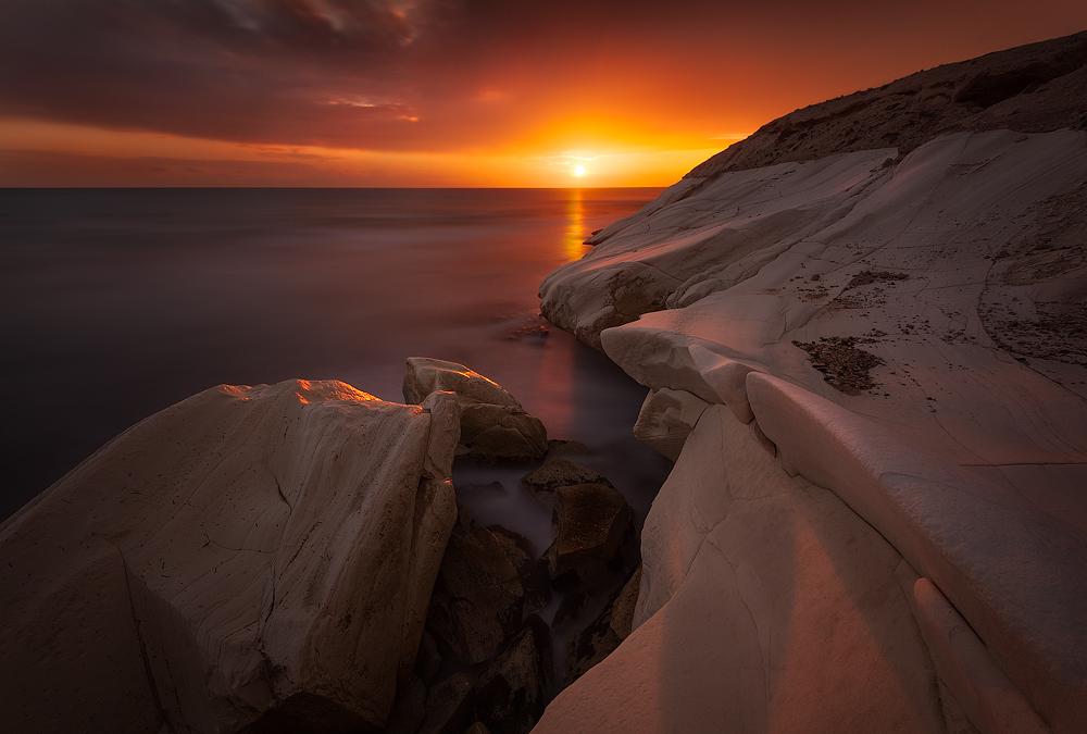 潮起潮落夕阳美图