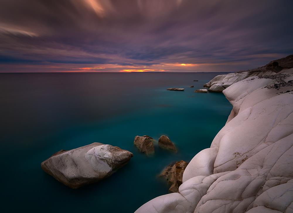 潮起潮落夕阳美图