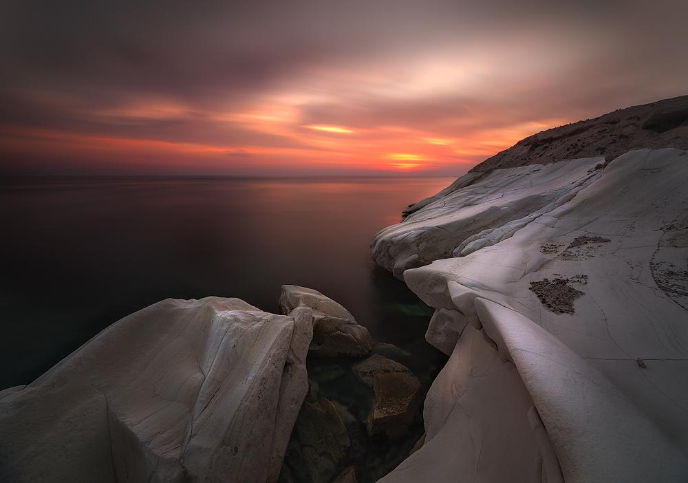 潮起潮落夕阳美图