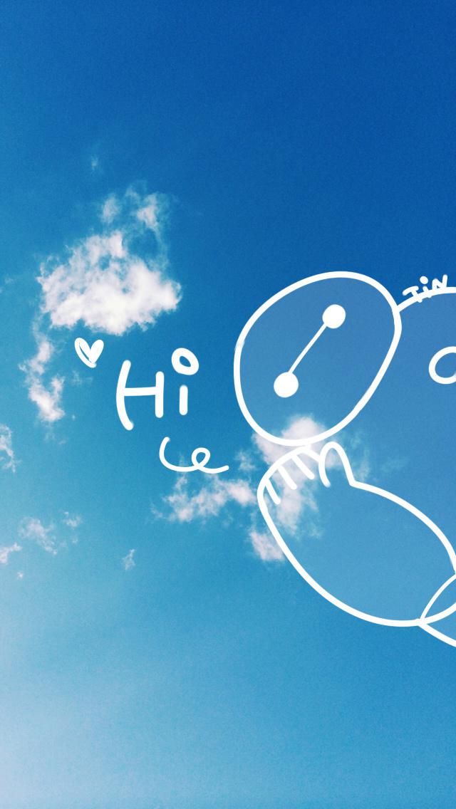 蓝天白云简约卡通手机壁纸