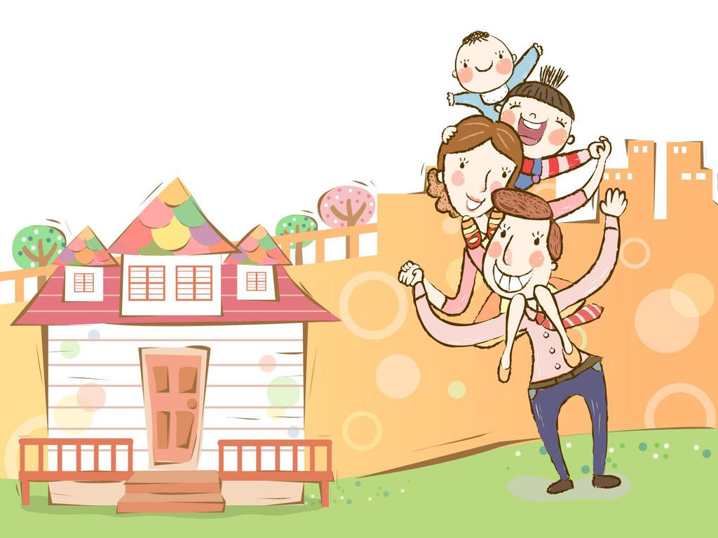 幸福家庭卡通插画壁纸