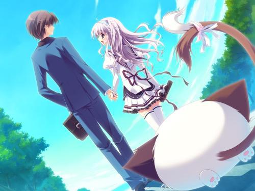 唯美动漫情侣牵手图片