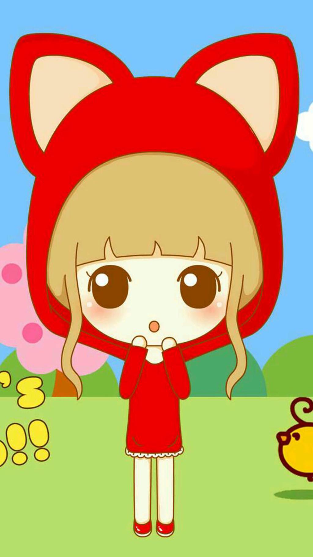 可爱卡通小女生手机壁纸
