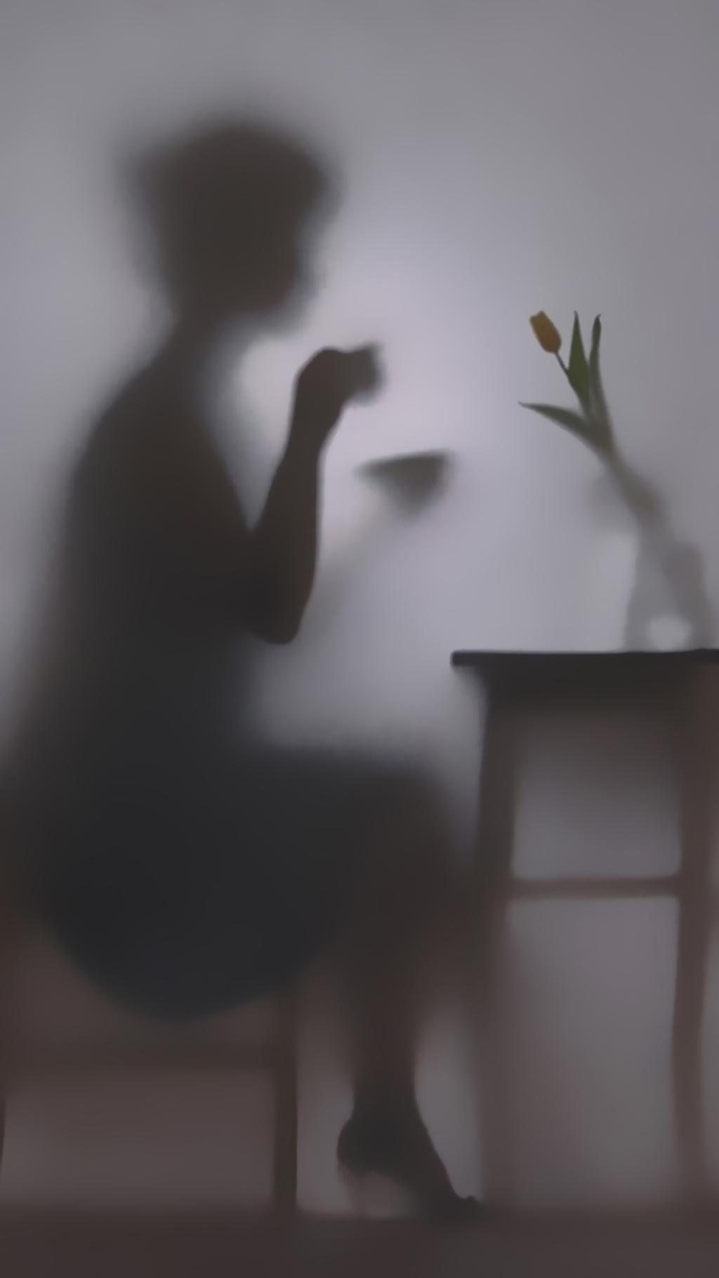 剪影下的女人手机壁纸