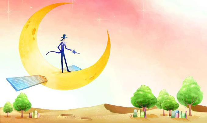 卡通弯月亮图片