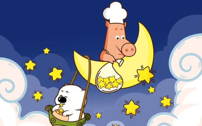 卡通弯月亮图片