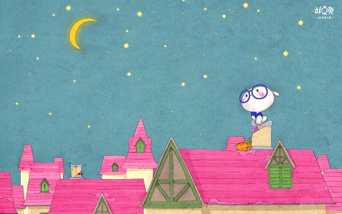 卡通弯月亮图片