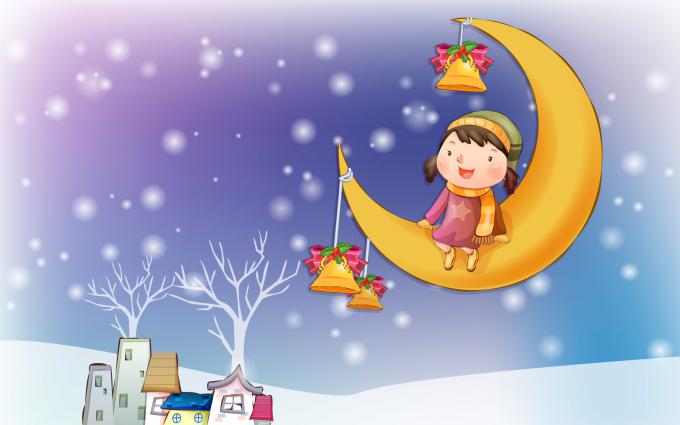 卡通弯月亮图片