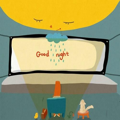 晚安手绘插画意境可爱图片