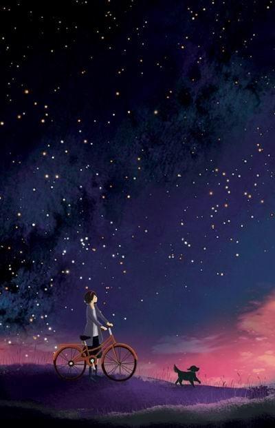 动漫场景里的唯美晚安图片