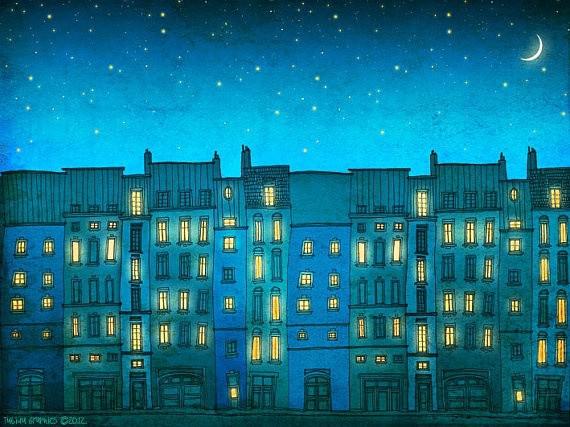 动漫场景里的唯美晚安图片