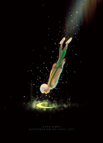意境插画晚安美图图片