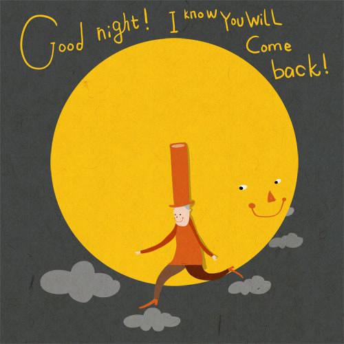 qq好看的插画晚安图片