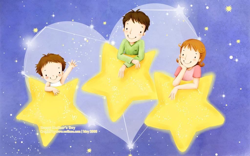 非常温馨甜蜜的一组家庭主题韩国插画,幸福家庭与爱.