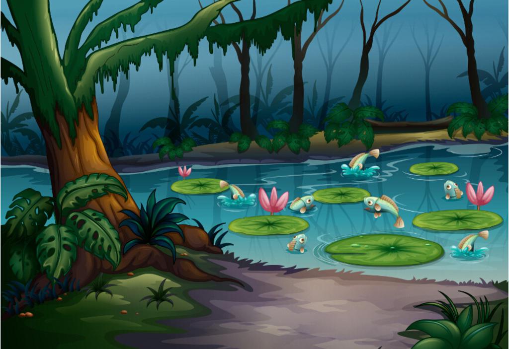 卡通山水森林图片