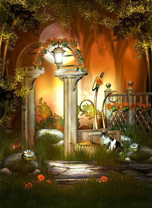 梦幻卡通森林风景图片