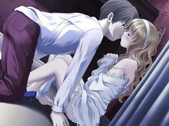 动漫情侣亲吻图片