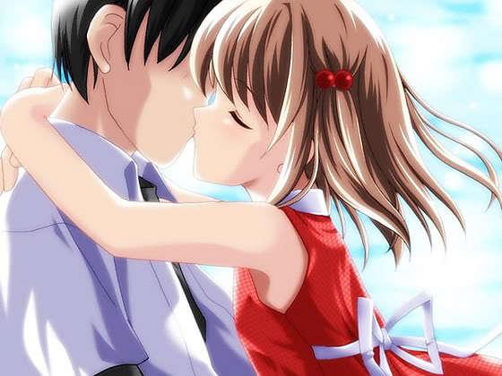 动漫情侣亲吻图片